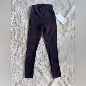 Lululemon HR Align 25” Leggings Maroon Burgundy Black Tie Die Size 2